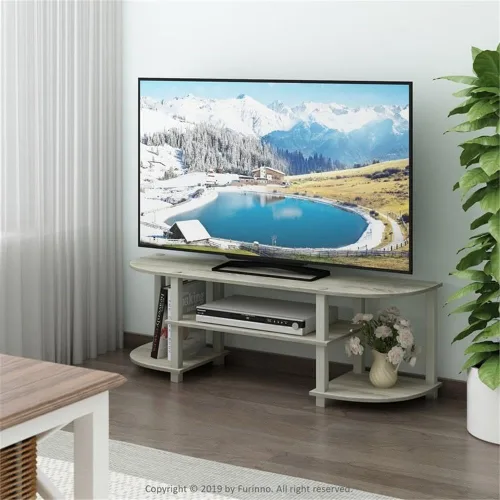 Miniatura 2 de Furinno Turn-S-Tube - Amplio centro de entretenimiento para televisión, color roble Sonoma/blanco, 47.25x13.4x15.9 pulgadas Sonoma Oak/Blanco