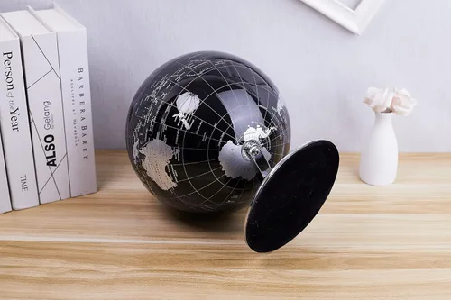 Miniatura 8 de ANNOVA Globo metálico negro – Decoración de escritorio educativa/geográfica/moderna – Arco y base de acero inoxidable/mundo de la Tierra – negro