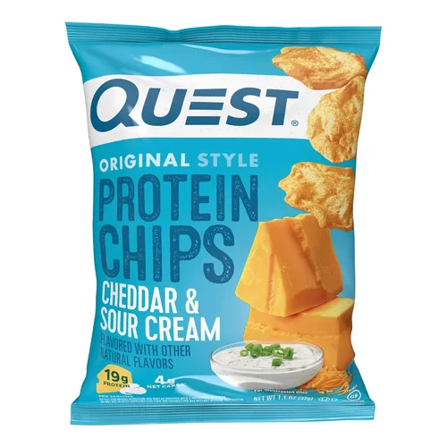 Quest Nutrition, Ojuelas de Proteínas con sabor a Queso Cheddar y Crema Agria, 19g de Proteína, 4g de Carbohidratos Netos, Bajas en Carbohidratos,
