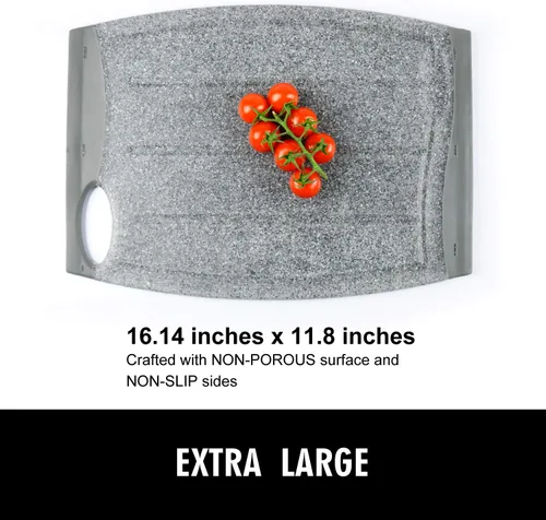 Miniatura 2 de Tabla de cortar de plástico extragrande, tabla de cortar antideslizante de 16 pulgadas para carne, tabla de cortar de cocina más gruesa, diseño Gris