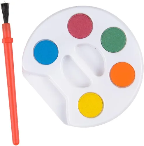 Miniatura 3 de Mini juego de pintura para niños de acuarela (paquete a granel de 12) - 5 pinturas de acuarela, bandeja de paleta y pincel de pintura