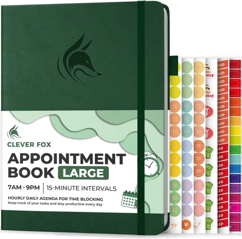 Miniatura 12 de Clever Fox Libro de Citas – Planificador de Horarios por Horas con Incrementos de 15 Minutos – Planificador de Bloques de Tiempo para Trabajo Diario