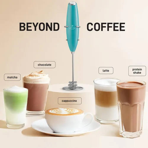 Miniatura 259 de Zulay Milk Boss Espumador de leche potente manual, hace espuma para latte, batidor para mezclar bebidas, café, miniespumador para capuchino, frappé