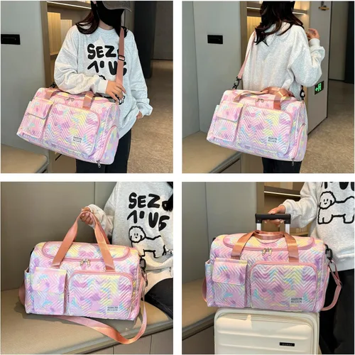 Miniatura 313 de Pequeña bolsa de gimnasio para mujer, bolsa de viaje con compartimento para zapatos
