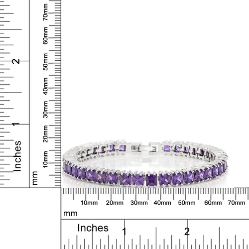 Miniatura 11 de Gem Stone King Pulsera de tenis clásica de circonita cúbica de corte princesa para mujer