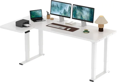 Miniatura 17 de SANODESK Escritorio de pie de 4 patas, escritorio eléctrico ajustable en altura con ajustes preestablecidos de memoria para oficina en casa, Blanco