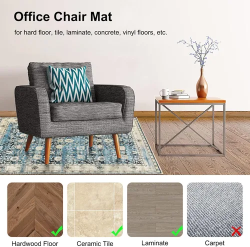 Miniatura 3 de Anidaroel Tapete para silla de oficina en casa para suelo de madera, 48 x 60 pulgadas, protector de alfombra para silla de oficina para silla Azul