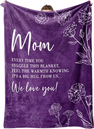 Miniatura 10 de GiltGlimmer Regalos para mamá, manta de regalo de cumpleaños para mamá, regalo para madres para mujeres de hija e hijo, regalo de We Love You