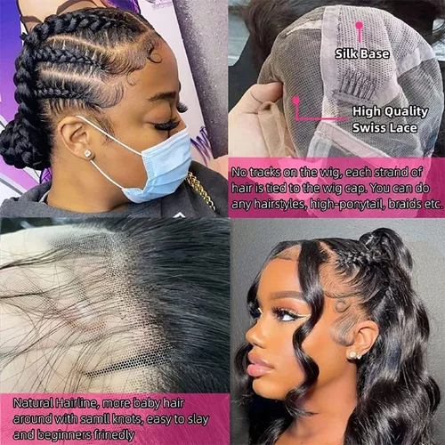 Miniatura 3 de Pelucas de Cabello Humano de Encaje Completo de 10 Pulgadas de Largo Liso HD Peluca de Encaje Completo Se Puede Trenzar Pre Desplumada Con Cabello