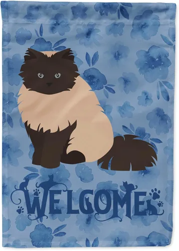 Miniatura 99 de Caroline's Treasures CK5047CHF Ojos Azules - Bandera de bienvenida con diseño de gato para casa de porche, grande, para colgar en la pared