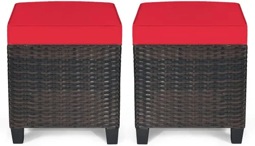 Miniatura 10 de LDAILY Moccha - Juego de 2 otomanas para patio al aire libre, para todo tipo de clima, con cojines extraíbles, reposapiés para exteriores (turquesa)