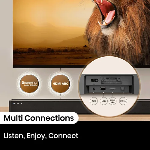 Miniatura 9 de Hisense HS2100 - Barra de sonido de 2.1 canales con subwoofer inalámbrico, Dolby Audio, DTS Virtual:X, HDMI ARC, Bluetooth 5.3, control remoto, 6