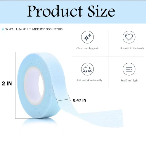 Miniatura 5 de 6 rollos de cinta de pestañas, cintas adhesivas de tela para pestañas, cinta adhesiva transpirable de tela de microporos para suministro de Azul