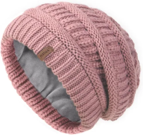Miniatura 7 de FURTALK Gorros de invierno para mujer, con forro polar, gorro de punto holgado y cálido, gorro de esquí