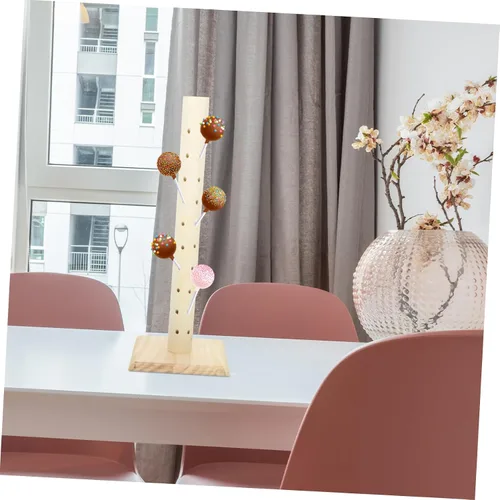 Miniatura 4 de 1 soporte de exhibición de paletas de madera, soporte resistente para postres para fiestas y eventos, práctico estante de presentación de dulces