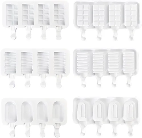Miniatura 3 de Juego de moldes para paletas, 3 moldes de silicona para helado con 200 palos de madera, moldes de golosinas congeladas reutilizables