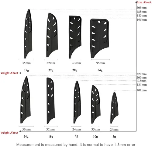 Miniatura 2 de XYJ 9 piezas de plástico cubiertas de cuchillo mangas protector de borde protector de hoja para cuchillo de chef de cocina