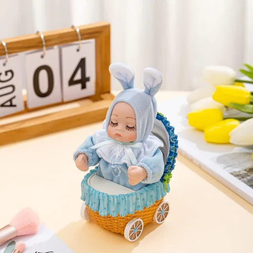 Miniatura 4 de LOVE FOR YOU Cochecito Bobblehead Doll Baby Music Box para niñas y niños, hermana, sobrina, hijo, hija, mamá, nieto, bautizo, decoración de ducha