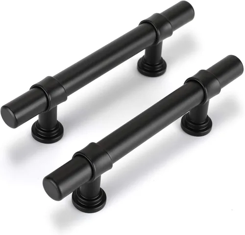 Miniatura 16 de Goldenwarm Paquete de 25 Tiradores Negros para Gabinetes de 3 Pulgadas Manijas para Gabinetes de Cocina Negras Manijas de Cajón Negras Tiradores