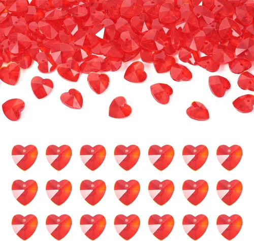 Miniatura 10 de Cheriswelry 96 dijes de cristal de mariposa transparente facetados, colgantes de corazón de amor, adornos colgantes de 51.732 in para hacer aretes