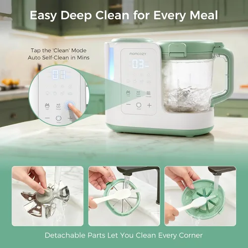 Miniatura 14 de Momcozy AutoMeal Procesador de Alimentos para Bebés – Procesador de Alimentos de Vapor y Mezcla Automática de Un Solo Paso, Taza Grande de 15 oz