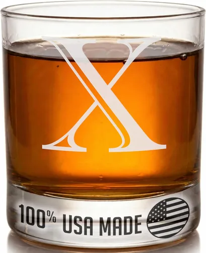 Miniatura 33 de Monograma grabado de cristal de whisky Rocks de 11 onzas (letra S), regalos de bourbon personalizados de la A-Z para hombres, día del padre, vidrio