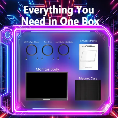 Miniatura 6 de Monitor portátil 4K de 15.6 pulgadas UHD 3840 x 2160 monitor portátil para juegos 130% sRGB pantalla táctil de metal ligero con monitor de viaje