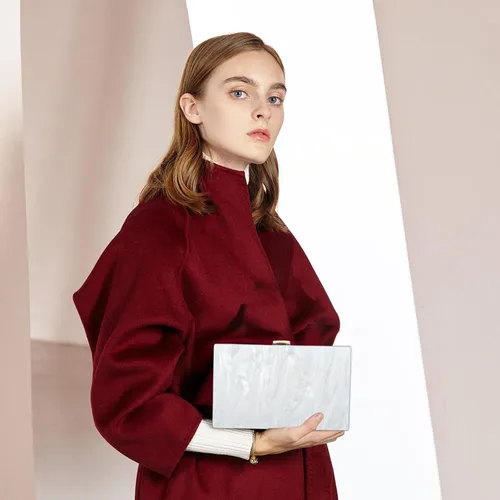 Miniatura 5 de Simcat Bolso de mano de acrílico para mujer, bolso de noche marmoleado elegante, bolso cruzado para dama banquete de boda y uso diario