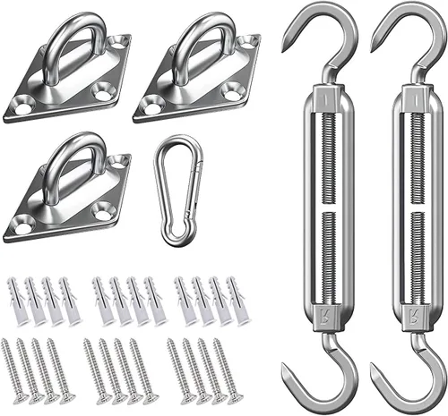 Miniatura 2 de Kit de herramientas de acero inoxidable de 6 pulgadas + 3 piezas de cuerda de cable para toldo triangular para toldo pérgolar al aire libre
