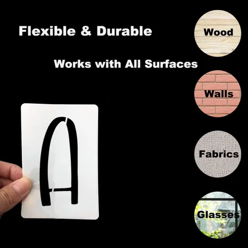 Miniatura 7 de Plantillas de letras del alfabeto de 4 pulgadas para pintar, paquete de 42 plantillas de letras y números con letreros para pintar sobre madera