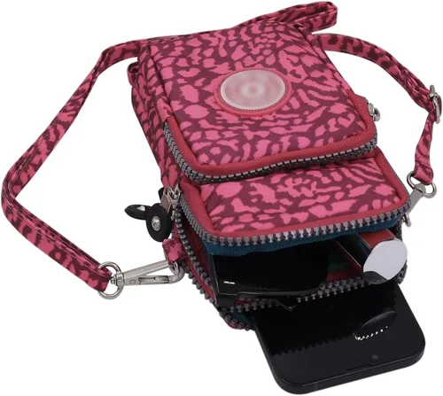 Miniatura 3 de ZGMYC Bolsa de 3 capas para teléfono celular, bolso de pulsera impermeable deportivo para el hombro, cartera Estampado de leopardo púrpura