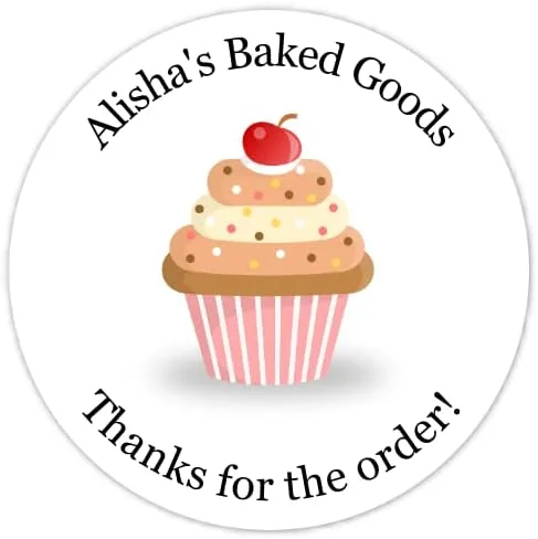 Calcomanías personalizadas para hornear, etiquetas comerciales, etiquetas para pastelitos panaderos, calcomanías de logotipo (36 unidades, 2.5