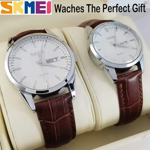 Miniatura 4 de SKMEI Pair Watches for Couples Men and Women His and Hers Watch Set Husband Wife Valentines Matching Wrist Watch Wedding Gifts Waterproof Business
