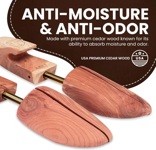 Miniatura 3 de HOUNDSBAY Paquete de 2 árboles de zapatos para hombres, estiradores de zapatos de madera para hombres, árboles de zapatos de cedro para hombres