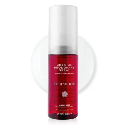 Koji White Even Tone Desodorante | Desodorante de sal en aerosol de cristal para mujeres, desodorante sin perfume para pieles sensibles, piedra de