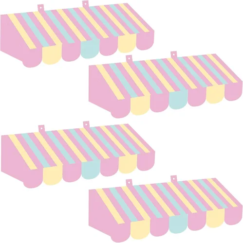 4 piezas de decoración de toldo 3D para decoración de pared de fiesta de mercado de agricultores, carro de helado, cabaña, fondo de pared pastel