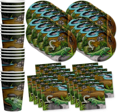 Miniatura 18 de Juego para fiesta de cumpleaños de dinosaurio T-rex rugiendo, equipo de abundantes suministros platos, servilletas, vasos de Vajilla para 16