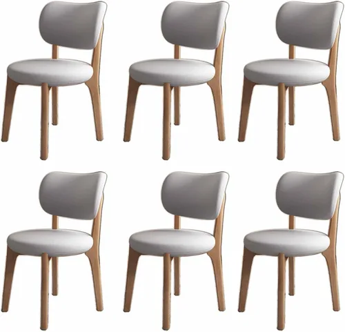 Miniatura 46 de Juego de 2 sillas de comedor tapizadas de cuero suave, sillas de comedor de madera maciza, con asiento acolchado y patas de madera para cocina, sala
