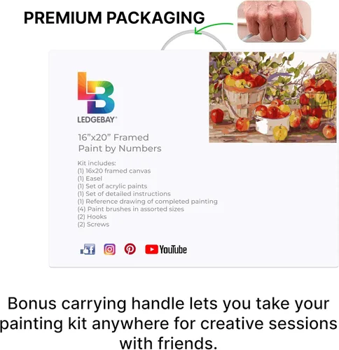 Miniatura 8 de Ledgebay Kit de pintura por números para adultos, lienzo enmarcado para principiantes a avanzados, kit de pintura por números, los kits incluyen