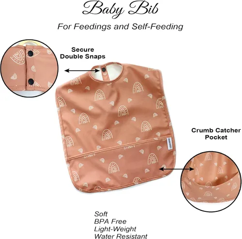 Miniatura 5 de modernKIDS Babero sin mangas para niñas y niños Babero impermeable para bebé Bata de bebé para comer Babero delantal con bolsillo