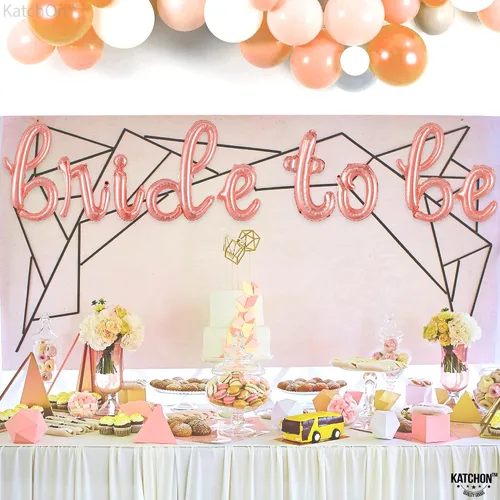 Miniatura 7 de KatchOn, Globos de oro rosa con texto en inglés "Bride To Be", 16 pulgadas, globos de despedida de soltera para decoraciones de despedida