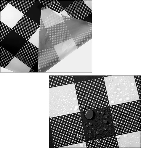 Miniatura 3 de Remagr Mantel Desechable de Cuadros Redondo de Plástico Buffalo Plaid Mantel de Mesa de 84'' Cubierta de Mesa Gingham para Picnic Camping BBQ Fiesta