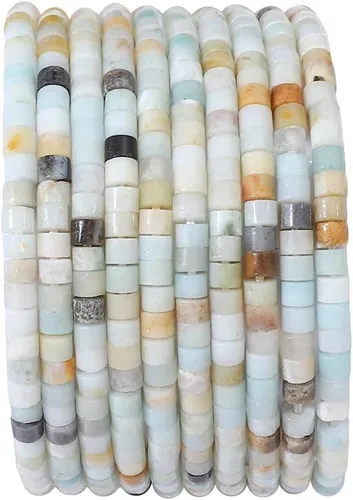 Miniatura 11 de BEADIA Cuentas de jade africano natural en cilindro corto 2x3mm 155 piezas Tubo cuentas sueltas semipreciosas para hacer joyas Diseño