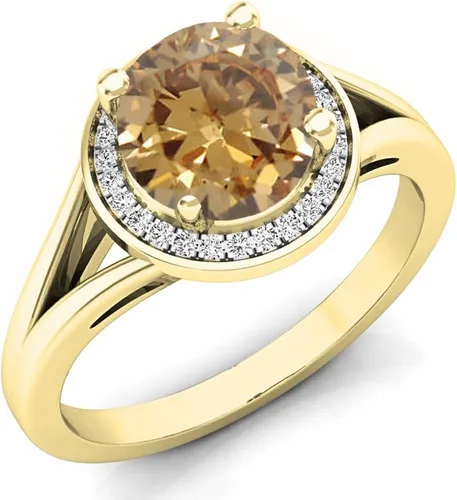 Miniatura 85 de Dazzlingrock Collection Anillo de compromiso redondo de 0.276 in con halo de diamante blanco y vástago dividido para ella en oro macizo de 14