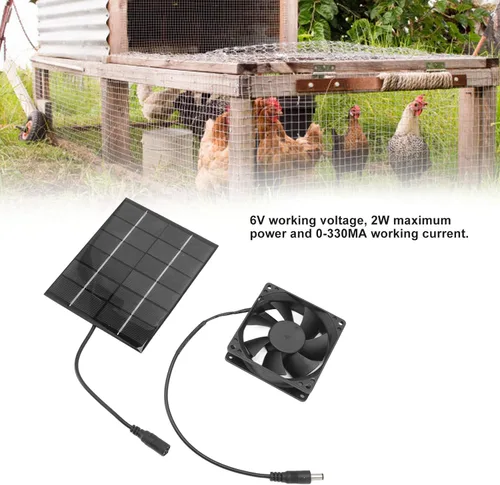Miniatura 3 de Kit de ventilador de panel solar, mini ventilador de escape con energía solar, herramienta de disipación de calor para invernadero, gallineros