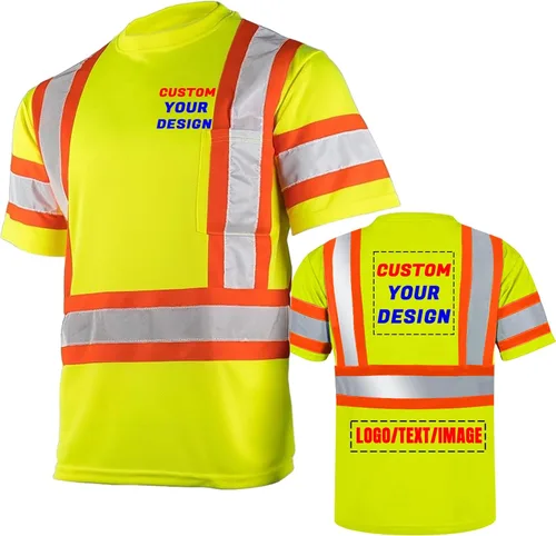 Miniatura 16 de BeautyWill Camisa de seguridad con logotipo personalizado Hi Vis Class2 Camisa reflectante de alta visibilidad con bolsillo Camisa de trabajo