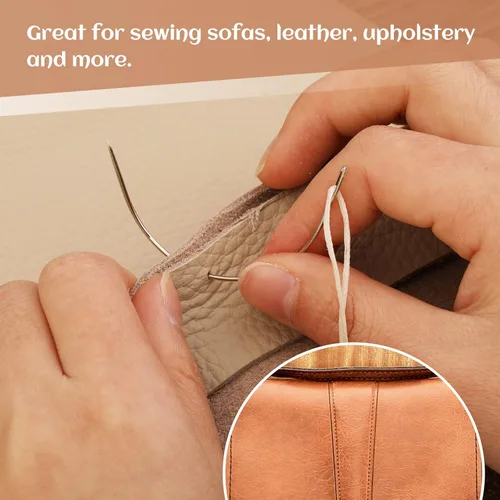 Miniatura 6 de 70 agujas de coser curvas, 7 tamaños, agujas de coser curvadas de cuero a mano, agujas de tejer para tapicería, agujas de bordar para proyectos