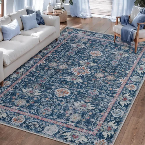 Miniatura 138 de Tangsoo Alfombra lavable para pasillo, antideslizante, 2 x 6 pies, estilo bohemio, floral, vintage, para entrada, suelo suave, para cocina, baño