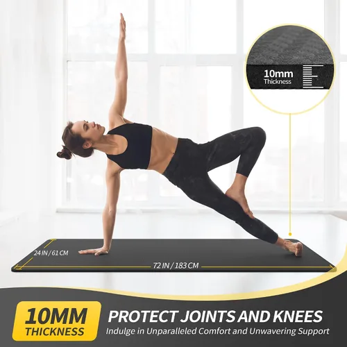 Miniatura 2 de CAMBIVO Tapete de yoga para mujeres, hombres y niños, 1/3, 1/4 y 2/5 pulgadas, extra grueso, antideslizante, 72 x 24 pulgadas, tapete de yoga