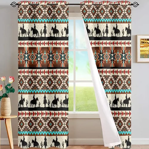 Miniatura 63 de Dreaweet African Tribal Blackout Curtains 63 Inch Long 2 Panels Set Bohemian Ethnic Geometric Grommet Top Thermal Insulated Curtains for Living Room